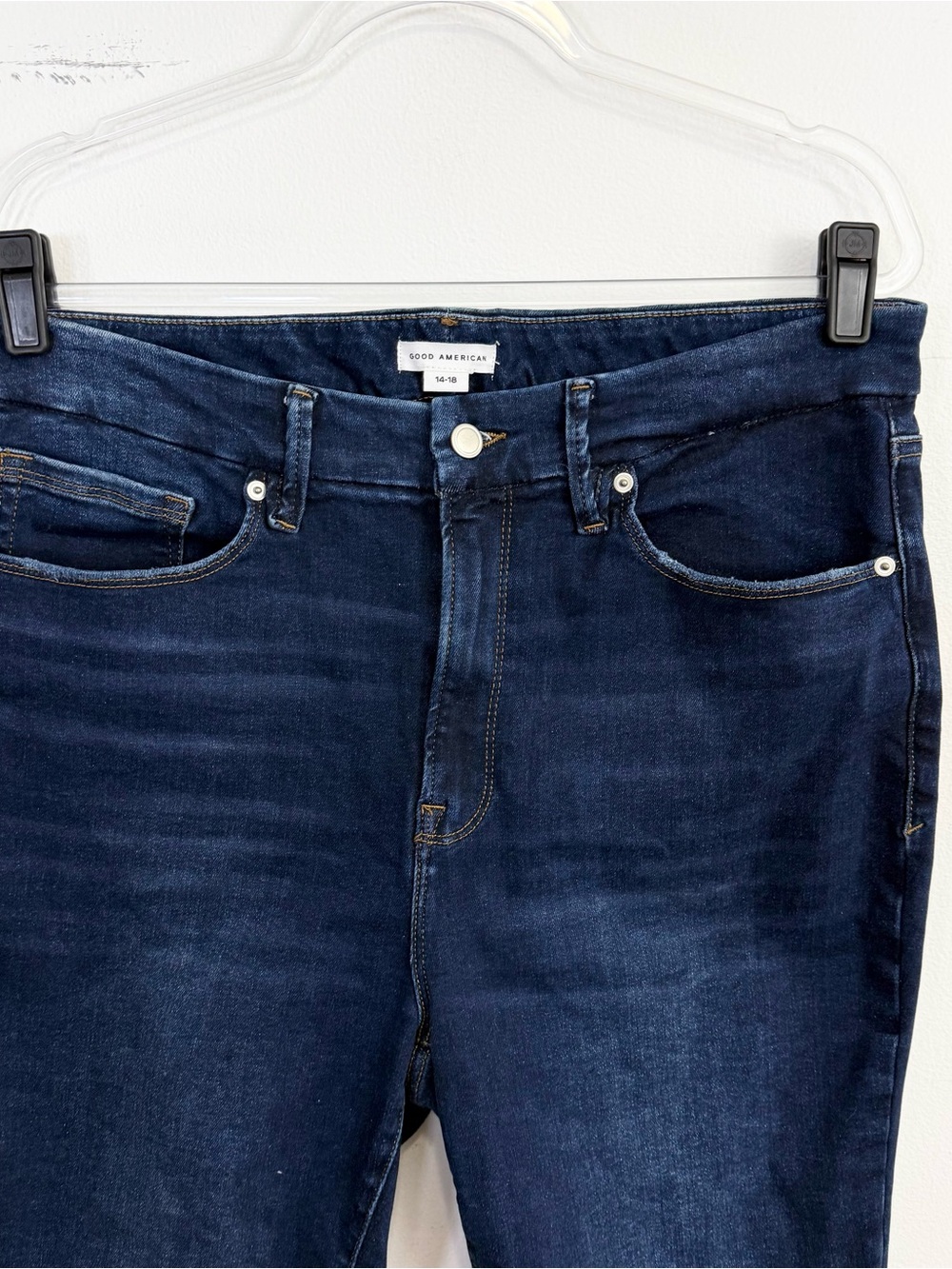 Good American Always Fits Good Classic Slim Straight Jean Indigo High Rise 14-18 - Picture 3 of 6